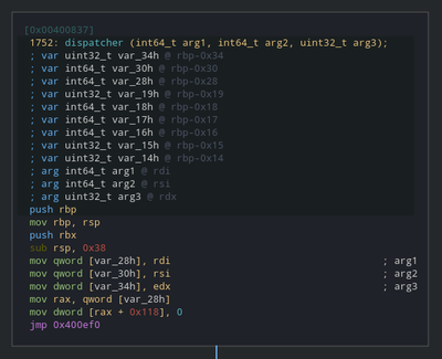 head block of dispatcher function